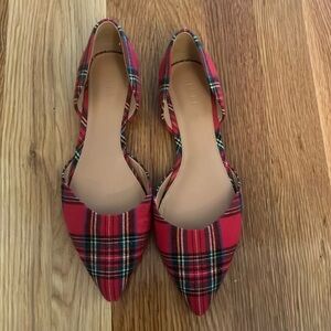 J. Crew Factory Red Plaid Flats